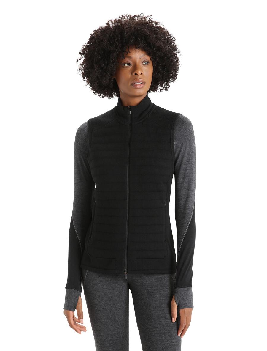 Black Women\'s Icebreaker ZoneKnit™ Merino Insulated Vest | USA 1558KORI